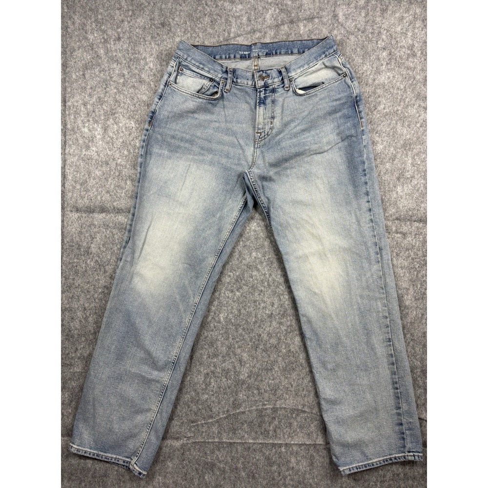 Old Navy Mens Loose Fit Built-In Flex Straight Jeans Light Wash Denim Size 34x34